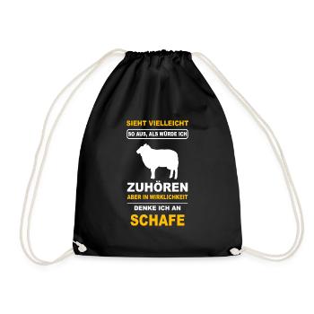 Schaf Schafe Hirte Schäfer Schafbesitzer Geschenk - Turnbeutel - Schwarz - Vorne