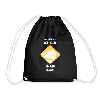 Trainspotter Train Züge Zug Trainspotting Geschenk - Turnbeutel - Schwarz - Vorne