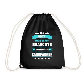 Kanu Kanusport Wassersport Boot Kanufahrer lustig - Turnbeutel - Schwarz - Vorne