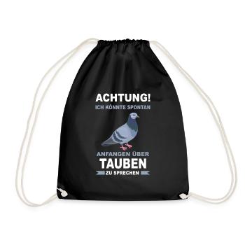 Taube Taubenzüchter Tauben Vogel Brieftaube lustig - Turnbeutel - Schwarz - Vorne
