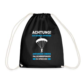 Fallschirmspringen Skydive Freifall Extremsport - Turnbeutel - Schwarz - Vorne