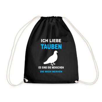 Taube Taubenzüchter Tauben Vogel Brieftaube lustig - Turnbeutel - Schwarz - Vorne