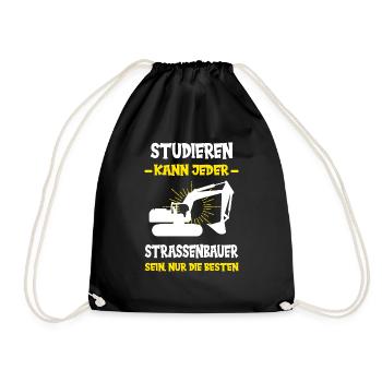 Straßenbau Strassenbauer Bauarbeiter Straßenbauer - Turnbeutel - Schwarz - Vorne