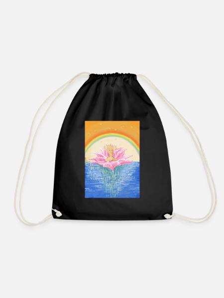 Lotos Chakras Meditation - Drawstring Bag - black