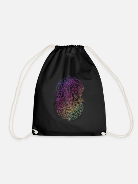Ganesh rainbow - Drawstring Bag - black
