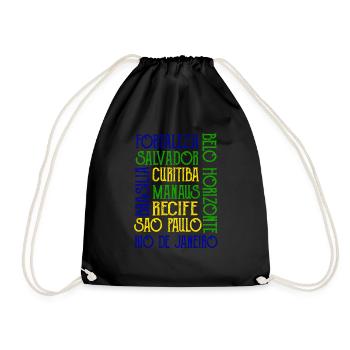 Brazil city name Rio de Janeiro Sau Paulo - Drawstring Bag - black - Front