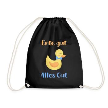 Ente Gut Alles Gut Badeente Gummiente Fun Geschenk - Turnbeutel - Schwarz - Vorne