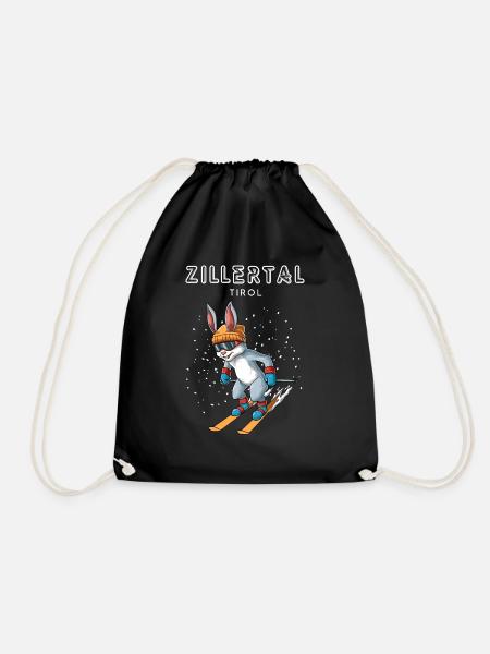 Zillertal Tirol Österreich Retro Ski Hase - Turnbeutel - Schwarz
