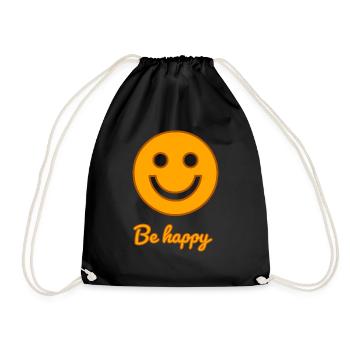 Be happy - Turnbeutel - Schwarz - Vorne