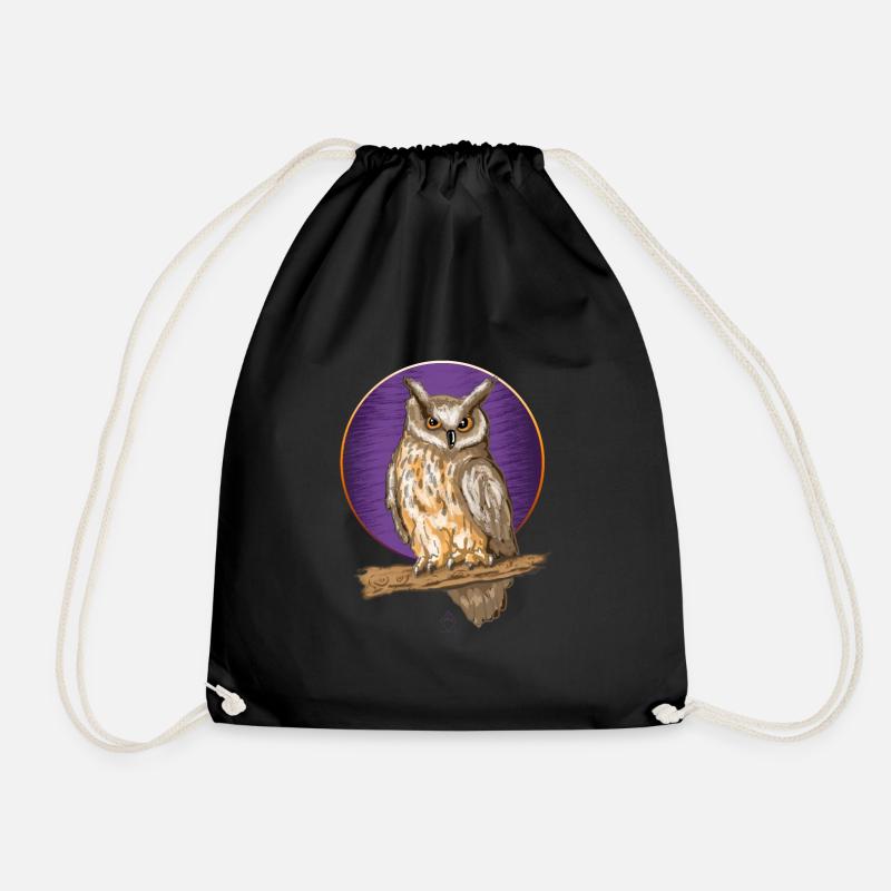 Owl Moon - Drawstring Bag - black