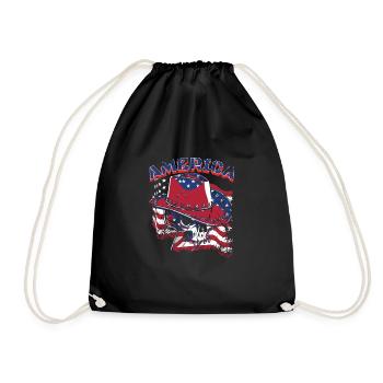 crâne de cow-boy américain - Sac de sport léger - noir - Devant