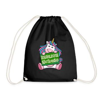 Schulstart Einhorn Endlisch Schule T-shirt - Turnbeutel - Schwarz - Vorne
