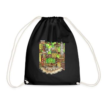 cityscape - Drawstring Bag - black - Front