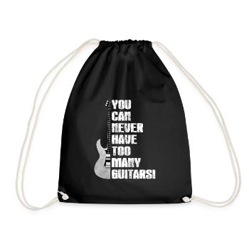 too many guitars - cool outfit for musicians - Drawstring Bag - black - Front
