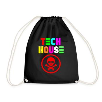 Tech house - Drawstring Bag - black - Front