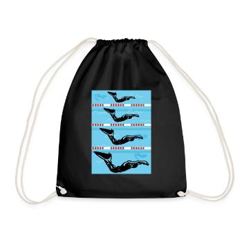 Finswimming Swimming Swimmer Swim Water Sport - Drawstring Bag - black - Front
