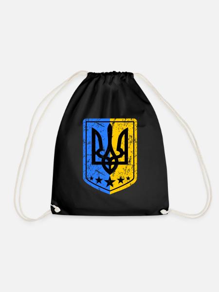 Ukraine Wappen Unterstütung - Turnbeutel - Schwarz