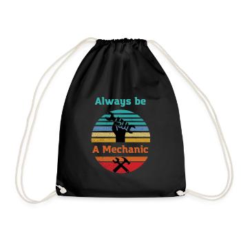 Mechanic forever Mechatronics technician Car lover - Drawstring Bag - black - Front