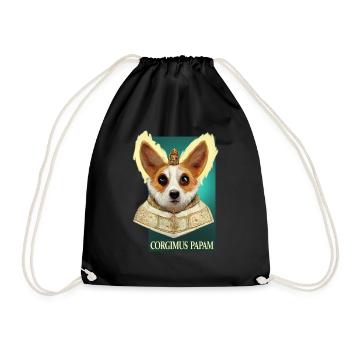 Corgi Pope - Drawstring Bag - black - Front