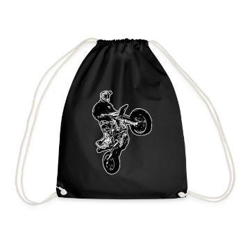 Supermoto / Supermotard / Supermoto Wheelie Biker - Drawstring Bag - black - Front