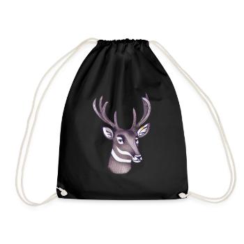 Deerhead in autumn Deer Antlers Goat Fawn 7 - Drawstring Bag - black - Front