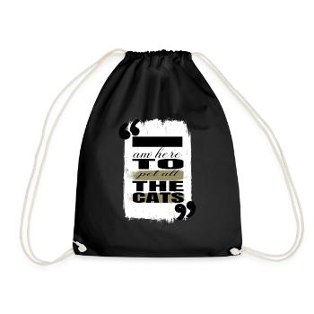cat humor anniversary happy kitten funny quote - Drawstring Bag - black - Front