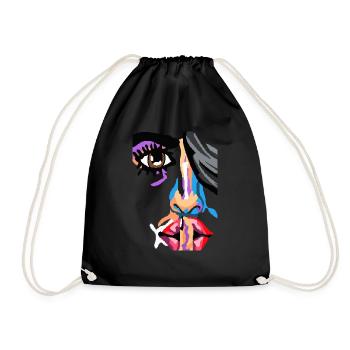 silence art shirt - pixel art - Drawstring Bag - black - Front