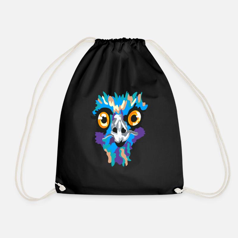 Cooles Tier - Emu - Art Shirt - Turnbeutel - Schwarz