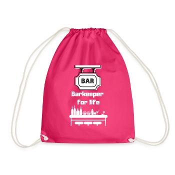 Bartender for Life - for service workers - Drawstring Bag - fuchsia - Front