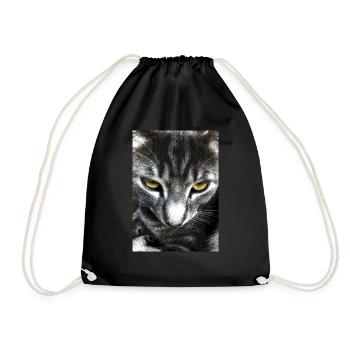 Cat - Drawstring Bag - black - Front