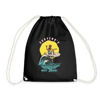 Surfing's My Jam! Funny Retro Surfer - Turnbeutel - Schwarz - Vorne