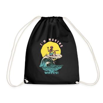 I'm Making Waves! Funny Retro Surfer - Turnbeutel - Schwarz - Vorne