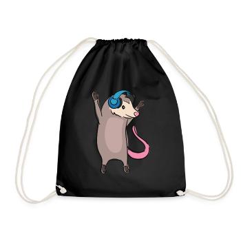Opossum dansant, écoutant de la musique, animal - Sac de sport léger - noir - Devant