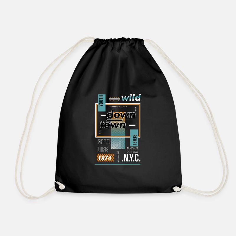 Down town free life - Drawstring Bag - black