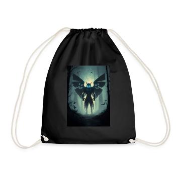 Mothman Cryptid Forest Moth Man Gruselige Kreatur - Turnbeutel - Schwarz - Vorne