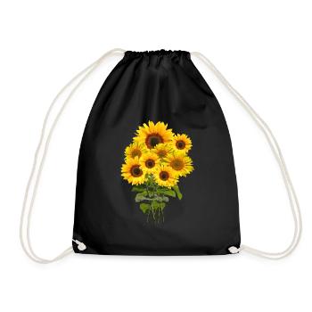 Sonnenblumenstrauß - Turnbeutel - Schwarz - Vorne