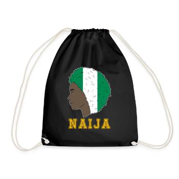 Nigeria Nigerian Africa Flag Pride I Gift - Drawstring Bag - black - Front