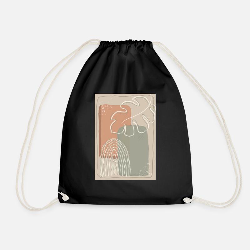 Leaf rainbow boho - Drawstring Bag - black