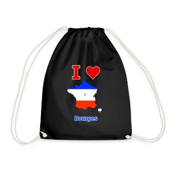 Carte du drapeau de la France avec la ville de Bourges - Sac de sport léger - noir - Devant