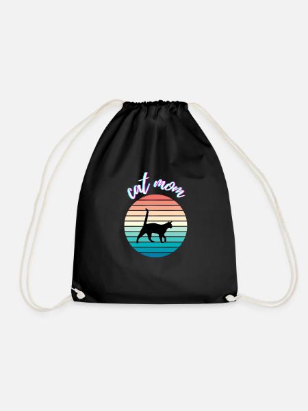 Cat Mom - Drawstring Bag - black