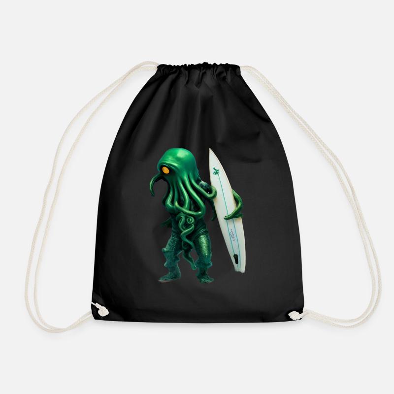 Green surfing octopus, free - Turnbeutel - Schwarz