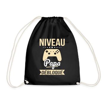 Fête des pères - Niveau Papa débloqué - Cadeau - Sac de sport léger - noir - Devant