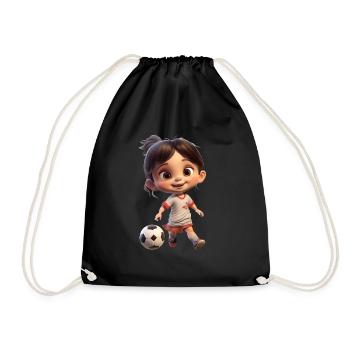 Female Footballer Girl - Drawstring Bag - black - Front