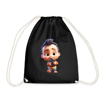 Smartphone Boy - Drawstring Bag - black - Front