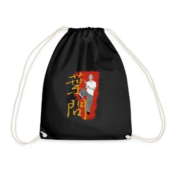 Grandmaster Yip Man Wing Chun Kick - Drawstring Bag - black - Front