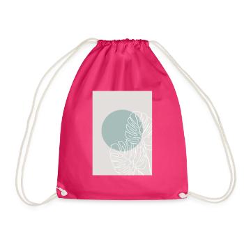 MONSTERA LINE-ART - Drawstring Bag - fuchsia - Front