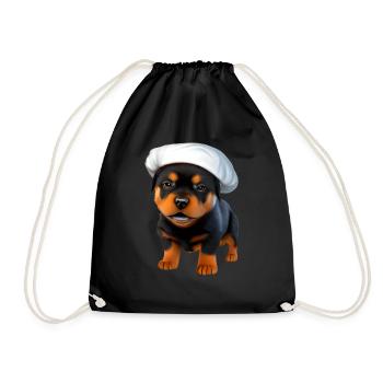 Rottweiler Restaurateur Dog Puppy Dogs Cooking Dog - Drawstring Bag - black - Front
