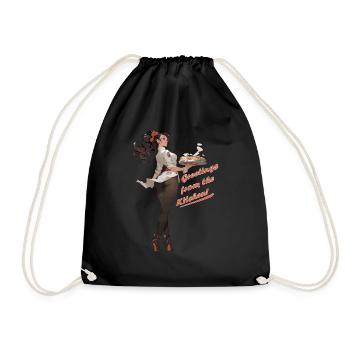 Greetings from the Kitchen - Drawstring Bag - black - Front