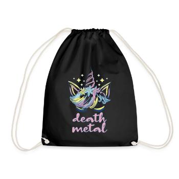 Lustig Death Metal Einhorn Metalhead - Turnbeutel - Schwarz - Vorne