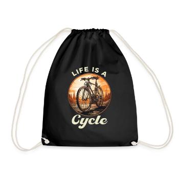 Life is a Cycle Bicycle, Bike, Cycling - Drawstring Bag - black - Front